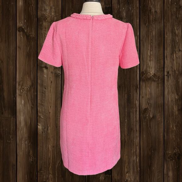 Eliza J Braided Trim Boucle Shift Dress Sz 12 Pink Peach Color Lined 60ties $158 - Picture 7 of 12